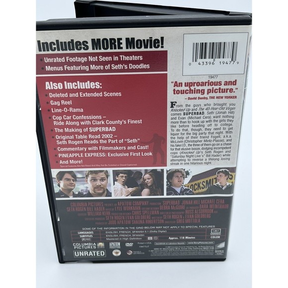 Super Bad Unrated Extended Edition DVD Very Good Condition Blockbuster Collector - Picture 2 of 3
